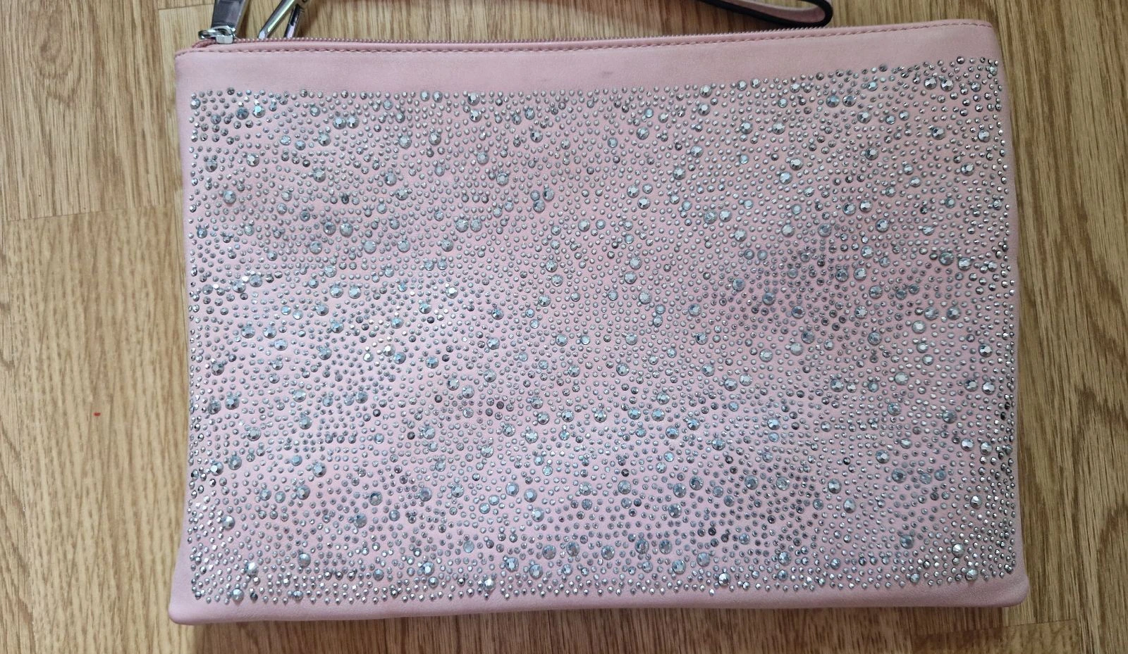 Bolso de mano rosa con pedrería plateada, correa desmontable – photo 2